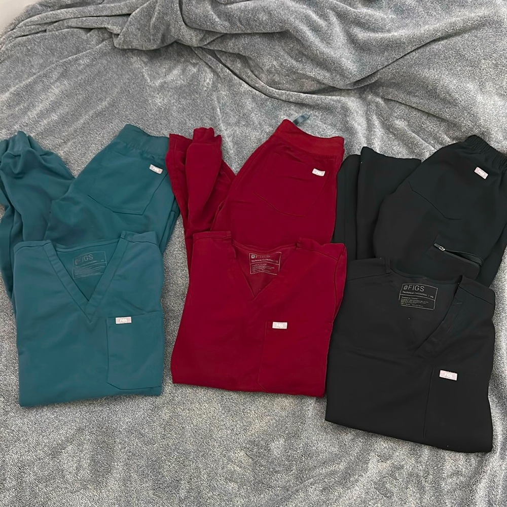 Figs Green, Maroon, and Black Utility Medical Pants (SELLING ALL TOGETHER)